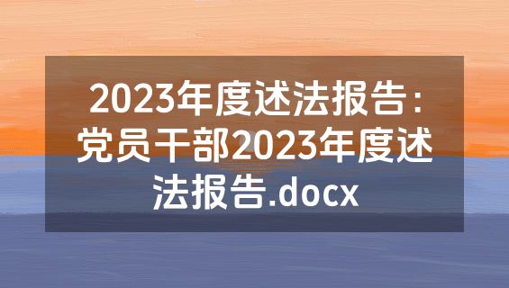 2023年度述法报告：党员干部2023年度述法报告.docx