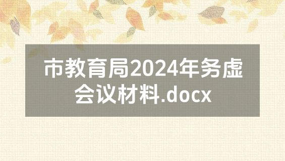 市教育局2024年务虚会议材料.docx