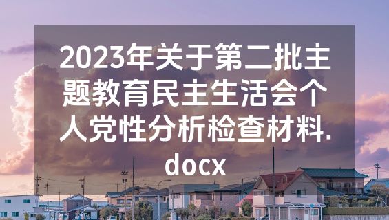 2023年关于第二批主题教育民主生活会个人党性分析检查材料.docx