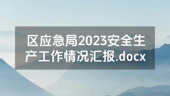区应急局2023安全生产工作情况汇报.docx