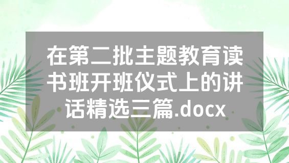 在第二批主题教育读书班开班仪式上的讲话精选三篇.docx
