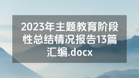 2023年主题教育阶段性总结情况报告13篇汇编.docx