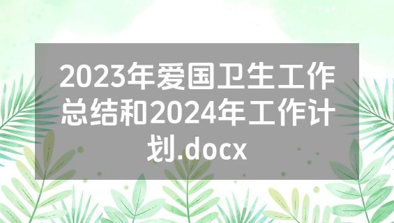 2023年爱国卫生工作总结和2024年工作计划.docx