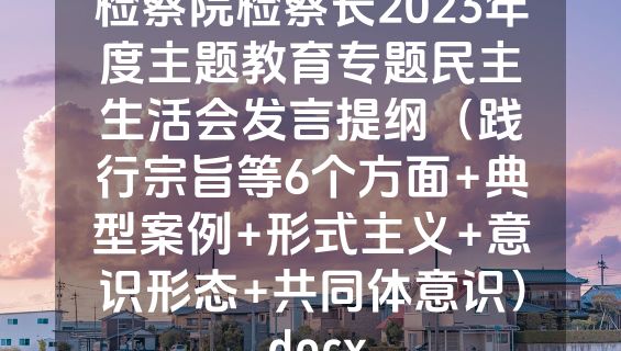 检察院检察长2023年度主题教育专题民主生活会发言提纲（践行宗旨等6个方面+典型案例+形式主义+意识形态+共同体意识）.docx