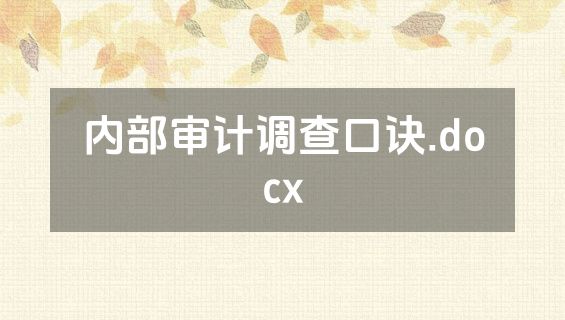 内部审计调查口诀.docx