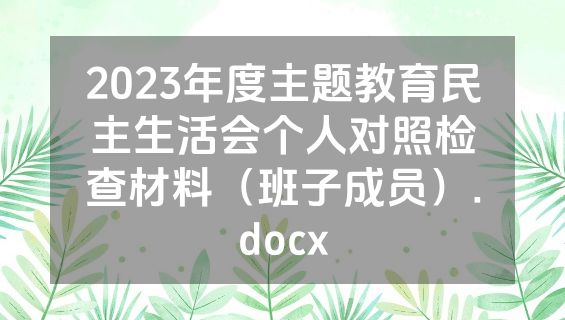 2023年度主题教育民主生活会个人对照检查材料（班子成员）.docx