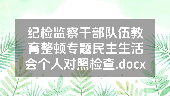 纪检监察干部队伍教育整顿专题民主生活会个人对照检查.docx