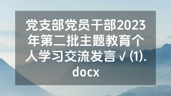 党支部党员干部2023年第二批主题教育个人学习交流发言√(1).docx