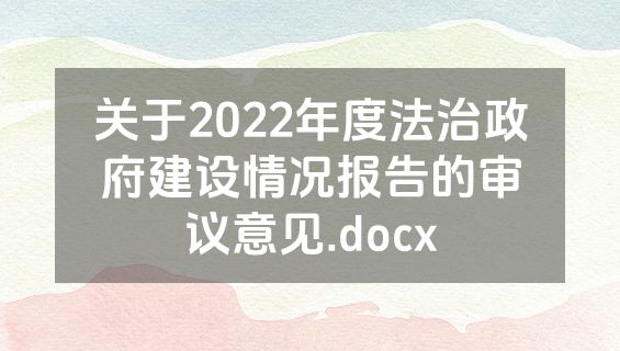 关于2022年度法治政府建设情况报告的审议意见.docx