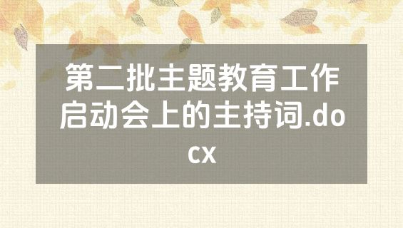 第二批主题教育工作启动会上的主持词.docx