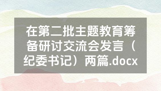 在第二批主题教育筹备研讨交流会发言（纪委书记）两篇.docx