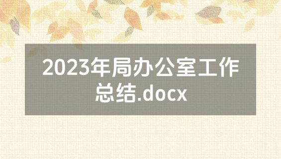 2023年局办公室工作总结.docx
