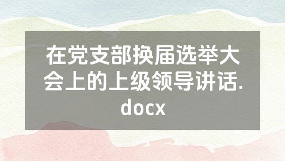 在党支部换届选举大会上的上级领导讲话.docx