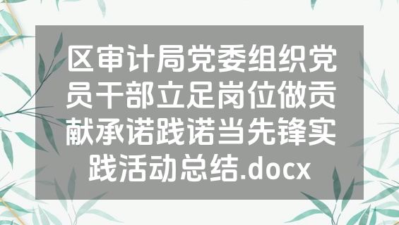 区审计局党委组织党员干部立足岗位做贡献承诺践诺当先锋实践活动总结.docx