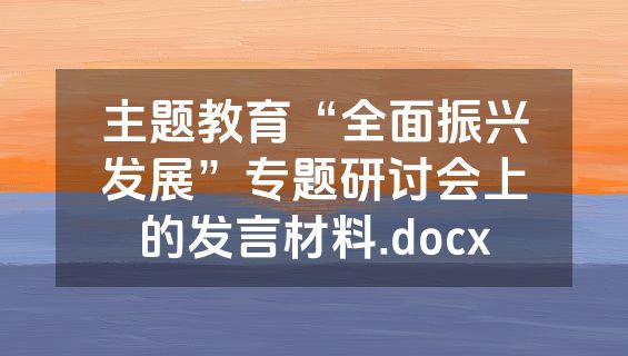 主题教育“全面振兴发展”专题研讨会上的发言材料.docx