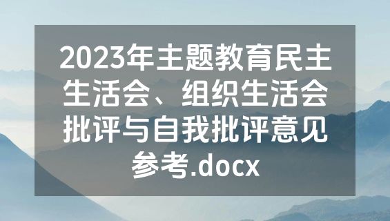 2023年主题教育民主生活会、组织生活会批评与自我批评意见参考.docx