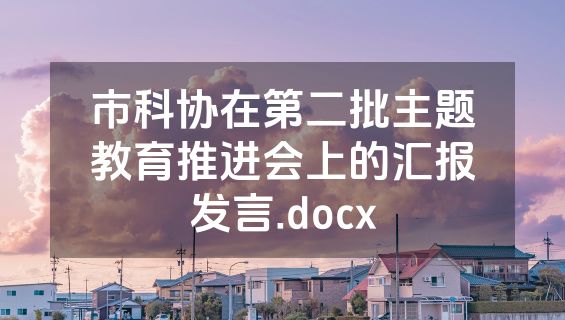 市科协在第二批主题教育推进会上的汇报发言.docx