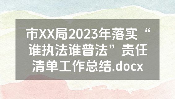 市XX局2023年落实“谁执法谁普法”责任清单工作总结.docx