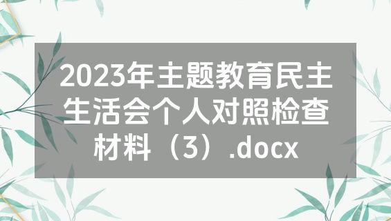 2023年主题教育民主生活会个人对照检查材料（3）.docx
