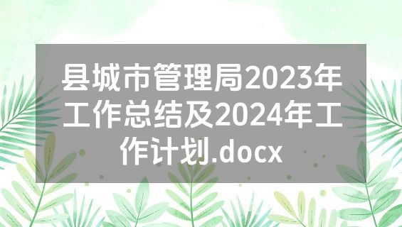 县城市管理局2023年工作总结及2024年工作计划.docx