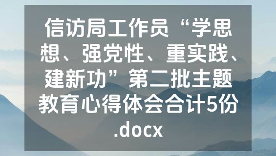 信访局工作员“学思想、强党性、重实践、建新功”第二批主题教育心得体会合计5份.docx