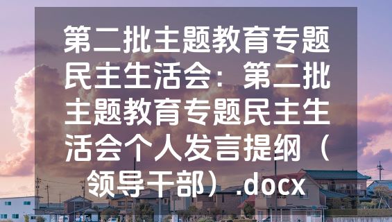第二批主题教育专题民主生活会：第二批主题教育专题民主生活会个人发言提纲（领导干部）.docx