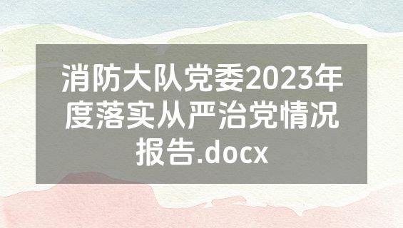 消防大队党委2023年度落实从严治党情况报告.docx