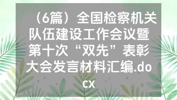 （6篇）全国检察机关队伍建设工作会议暨第十次“双先”表彰大会发言材料汇编.docx