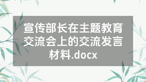 宣传部长在主题教育交流会上的交流发言材料.docx