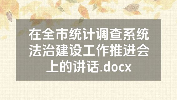 在全市统计调查系统法治建设工作推进会上的讲话.docx