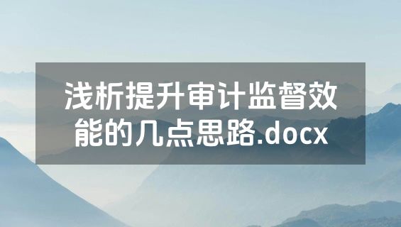 浅析提升审计监督效能的几点思路.docx