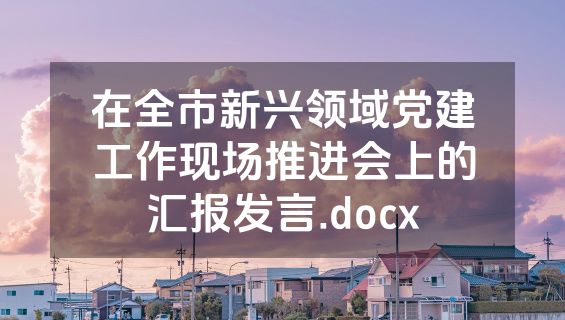 在全市新兴领域党建工作现场推进会上的汇报发言.docx
