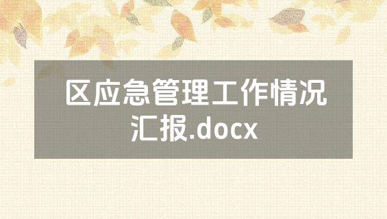 区应急管理工作情况汇报.docx