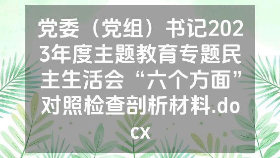 党委（党组）书记2023年度主题教育专题民主生活会“六个方面”对照检查剖析材料.docx