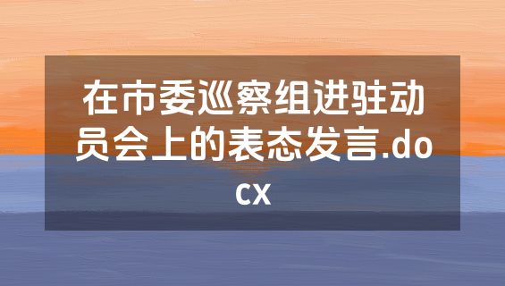 在市委巡察组进驻动员会上的表态发言.docx