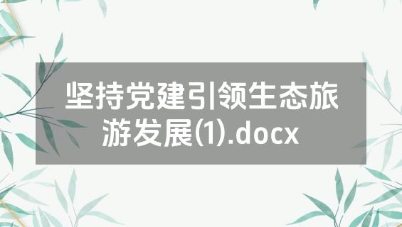 坚持党建引领生态旅游发展(1).docx