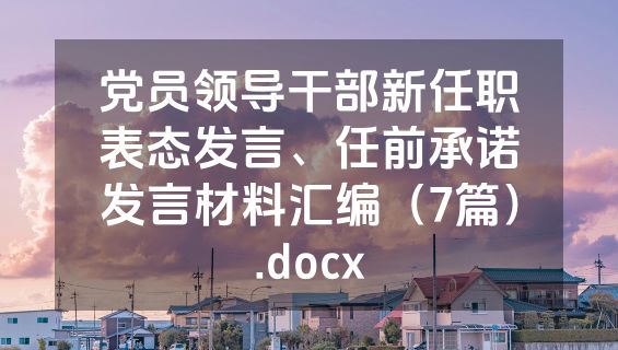 党员领导干部新任职表态发言、任前承诺发言材料汇编（7篇）.docx