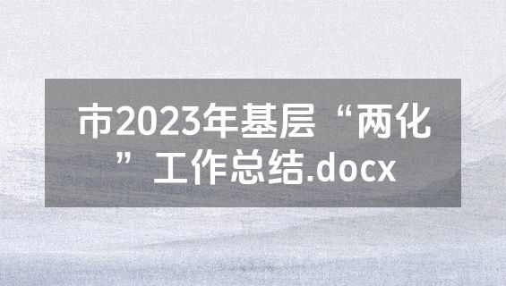 市2023年基层“两化”工作总结.docx