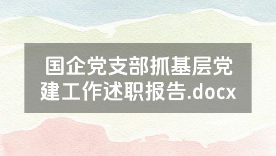 国企党支部抓基层党建工作述职报告.docx