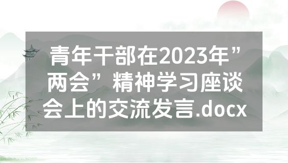 青年干部在2023年”两会”精神学习座谈会上的交流发言.docx