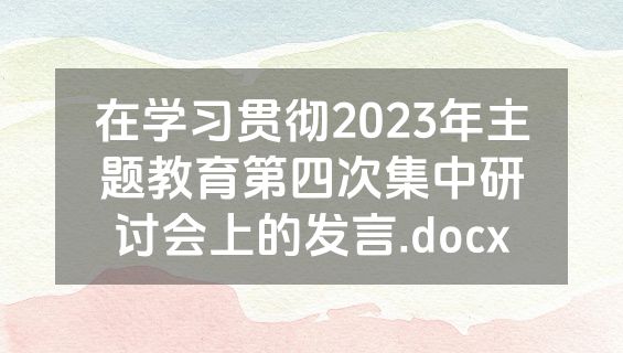 在学习贯彻2023年主题教育第四次集中研讨会上的发言.docx