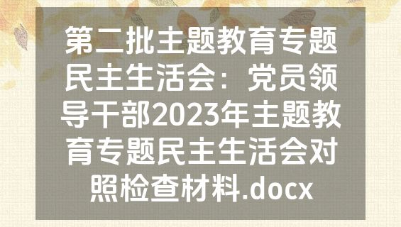 第二批主题教育专题民主生活会：党员领导干部2023年主题教育专题民主生活会对照检查材料.docx