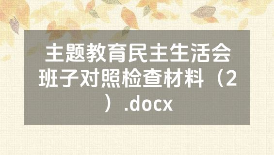 主题教育民主生活会班子对照检查材料（2）.docx