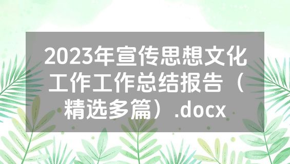 2023年宣传思想文化工作工作总结报告（精选多篇）.docx