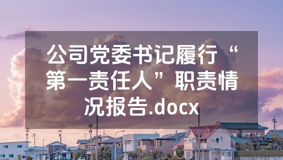 公司党委书记履行“第一责任人”职责情况报告.docx