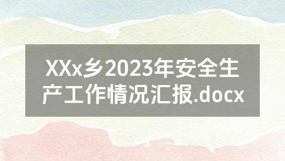 XXx乡2023年安全生产工作情况汇报.docx