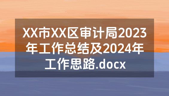 XX市XX区审计局2023年工作总结及2024年工作思路.docx