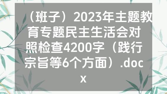 （班子）2023年主题教育专题民主生活会对照检查4200字（践行宗旨等6个方面）.docx
