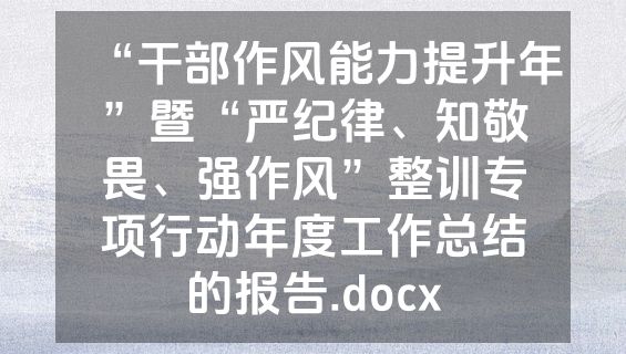 “干部作风能力提升年”暨“严纪律、知敬畏、强作风”整训专项行动年度工作总结的报告.docx
