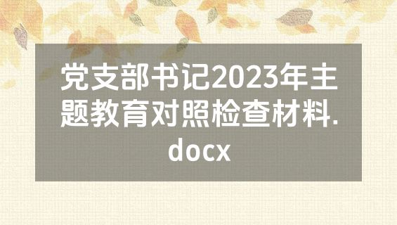 党支部书记2023年主题教育对照检查材料.docx
